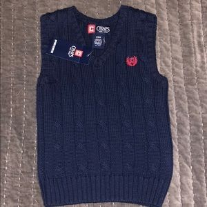 Chaps cable knit vest navy blue NWT